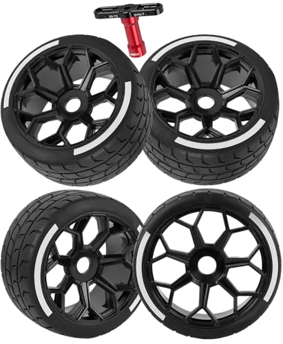 RC Highway Tires Wheel for 1/8 Typhon 6s BLX,1/7 Infraction 6S BLX,Limitless,4PCS RC Drift Tires Rubber RC Highway Wheel,Black - color: Black - (Highway Tires)
