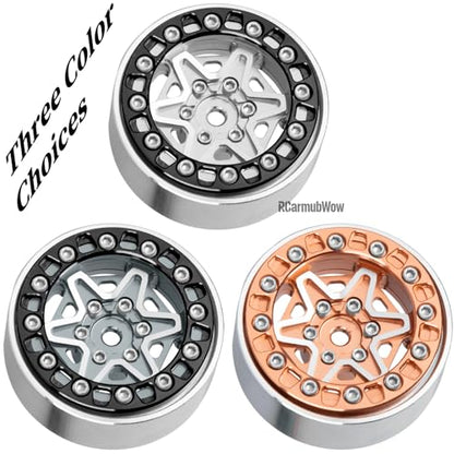 1.3 Inch RC Crawler Wheels Aluminum Alloy Rims Set Compatible with TRX4M Ascent-18 SCX24 FCX24 1/18 1/24 RC Car Upgrades,RCarmubWow 1.3 Beadlock Wheels,4pcs,Silver - color: Silver(4pcs)