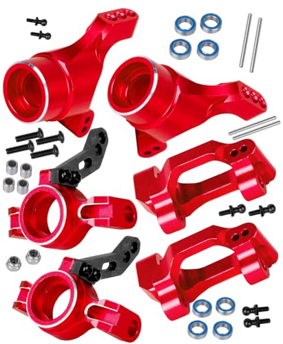 RC Aluminum C-Hubs Steering Block Caster Blocks for 1/18 LaTrax Teton Desert Prerunner Rally,Stub Axle Carriers Knuckles Set Hops UP, Replace Parts 7532 7552X (Red) - color: Red(for 1/18)
