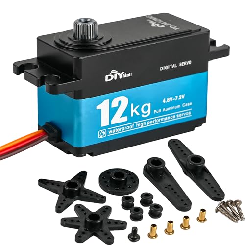 12KG Low Profile Servo High Torque RC Digital Servo 270° Waterproof Servo High Speed Full Metal for 1/8 1/10 RC Car DIY Robotic (TD-9412) - size: Full-metal 270°