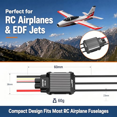 ZTW Mantis G2 65A Brushless ESC 3-6S LiPo/LiHV, 8A Adjustable SBEC 6V/7.4V/8.4V, Programmable RC Airplane Speed Controller with XT60 and 3.5mm Connectors for Fixed-Wing EDF Jets