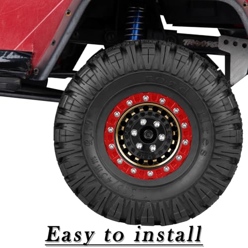 1.9 Beadlock Tire for 1/10 RC Crawler SCX10 90046 AX103007 TRX4 TRX6 Gen7 8 D90 VS4-10 MST CFX, Aluminum Deep Wheel w/Rubber Tires&Super Heavy Brass,1.9" Wheels and Tires,Black&Gold - color: Black&gold（4pcs）
