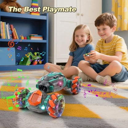 Gesture Sensing RC Stunt Car for Kids - 2.4Ghz Remote & Hand-Controlled Toy, Birthday Gifts for Boys 6 7 8 9 10 11 12 Year Old, Twist Off-Road Vehicle with Lights & Music