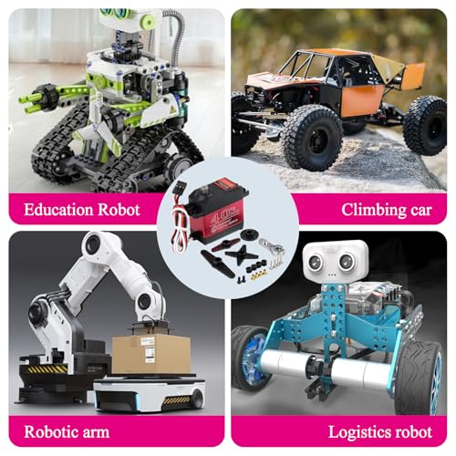 4PCS 40KG 6V DS3240 Waterproof Digital Servo with 25T Servo Arm High Torque for 1:8 1:10 1:12 RC Toys Model Crawler Truck Mechanical Arm180°/270° (270 Degree)