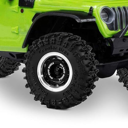 0.7" Aluminum Beadlock Wheels and Tires Set for 1/30 Axial SCX30 RC Crawler – Upgrade Parts (Black-297) - color: Black-297