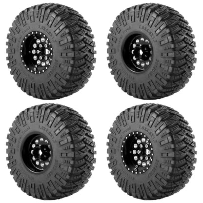 4PCS/Set 1.9" Aluminium Beadlock Wheel Tire Set with Foam Insert for 1/10th AXIAL SCX10 TRX4 Gen8 SCX10-II AXI90046,SCX10-III,D90 RC Crawler Truck Car Upgrade (Black) - color: Black