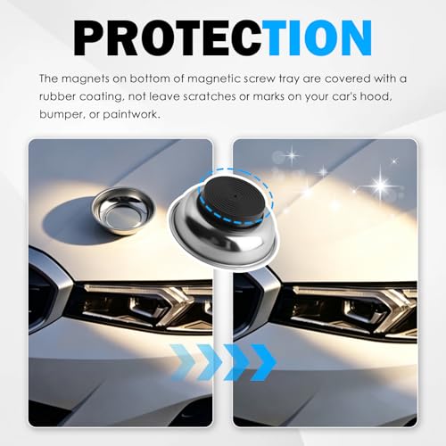 2PCS Stainless Steel Magnetic Tray for Screws,3" Round Magnetic Bowl for Screws,Pins,Nuts,Bolts,Washers,Universal Magnetics Screw Tray for Mechanic Metal Parts Storage