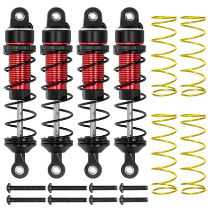 Aluminum 1/16 RC Shock Absorber Front Rear Adjustable Springs Shock Damper | for 1/16 Traxxas Mini Maxx 4WD 107154-1 Mini XRT VXL-3S 108076-1 RC Truck Upgrade, 4PCS, Red - color: Red