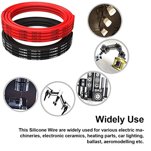 TUOFENG 10 AWG Silicone Wire - Ultra Flexible Stranded, Red/Black 20ft - size: 10 AWG 2 colors wire 10ft