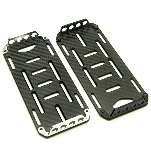 Carbon Fiber Battery Mounting Plate Tray with Metal Mount for Axial SCX10 1/10 RC Crawler Car Truck Model Upgrade Parts(Silver)
