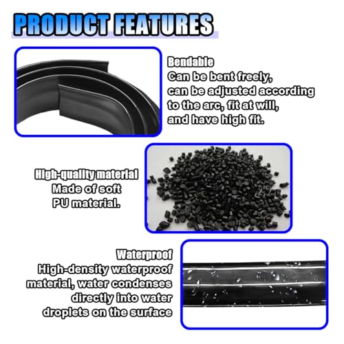 Car Rear Spoiler Roof Lip Kit, Rubber Trunk Spoiler Trim Strip Cool Car Decoration, Universal Punch-Free Vehicle Exterior Accessory Sticker (Bright Black)