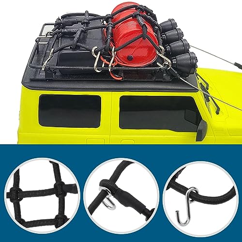 SING F LTD Remote Control Car Roof Cargo Net Compatible with Axial Gladiator Bronco 1/24 RC Crawler Elastic Car Accessories with Hooks 6.5 * 8CM, Black - color: Black
