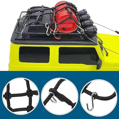 SING F LTD Remote Control Car Roof Cargo Net Compatible with Axial Gladiator Bronco 1/24 RC Crawler Elastic Car Accessories with Hooks 6.5 * 8CM, Black - color: Black