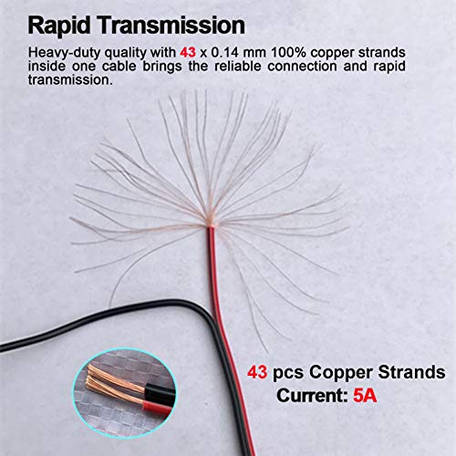 (Real 18AWG) 10 Pair 12V 5A DC Pigtail Barrel Plug Connector Cable | 2.1mm x 5.5mm, Male & Female DC Power Pigtail Connectors, for CCTV Security Camera, 12V Power Supply Adapter, LED, Router