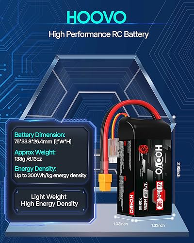 HOOVO 3S Lipo Battery, 2200mAh 80C 11.1V Shorty Lipo Battery Pack XT60 Plug | 2 Pack, Softcase, compatible with Drone RC Airplane Helicopter Quadcopter FPV RC Car - style: 3S 2200mAh 80C-XT60
