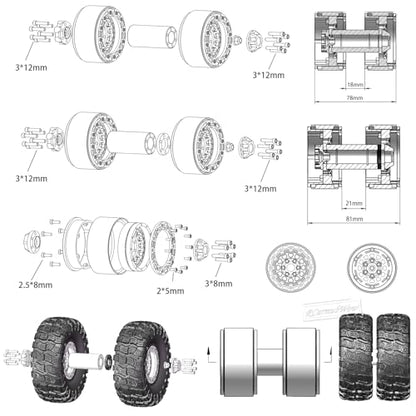 RC 1.9 Beadlock Aluminum Deep-Dish Wheels w/Adjustable Offset for 1/10 RC Crawler SCX10 TRX4 TRX6 VS4-10 Gen8 7 MST CFX D90,Alloy 1.9 RC Beadlock Wheels 1.9 RC Rims,Silver w/Red