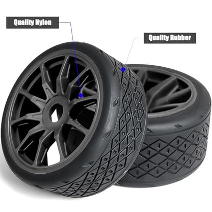 1/7 1/8 On Road Tire Set On Road Tire Tyre 17mm Wheel Rims for Arrma 1/7 Infraction Felony FS Racing Model GT RC Car Upgrade On Road Tyre 4Pcs One Set - color: L-black, size: 2Pcs Big 2Pcs Small