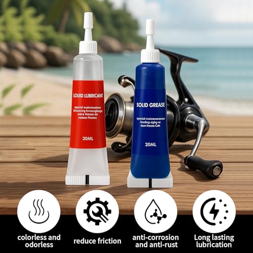 TBTFW Fishing Reel Oil and Grease Kit, Gear and Bearing Lubricant | Long-Lasting Lubrication, Set for All Types of Fishing Reels(1.35oz/2.7oz)