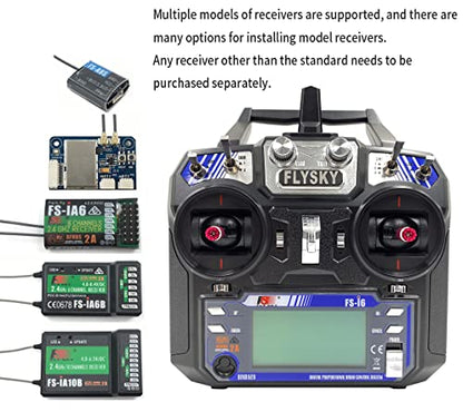 DTXMX Flysky FS-i6 6CH Transmitter and Receiver FS-iA6B for RC Quadcopter | PWM/PPM/i.bus output | 6 Channels 2.4GHz Radio Controller for FPV Drone (Mode_2)