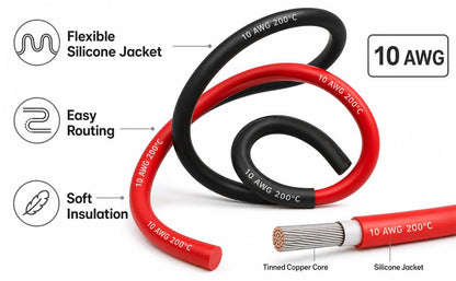 TUOFENG 10 AWG Silicone Wire - Ultra Flexible Stranded, Red/Black 30ft - size: 10 AWG 2 colors wire 15ft