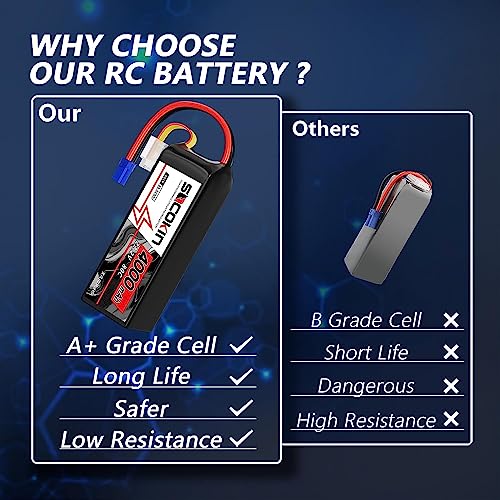 6S Lipo Battery 22.2V 4000mAh 80C Lipo Battery with EC5 Plug Soft Case for RC Car RC Boat RC Racing Truck Helicopter Airplane 2 Pack