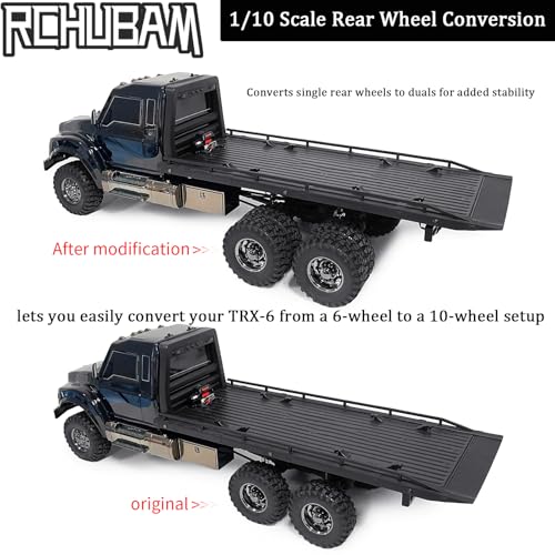 RCHUBAM 4PCS Dually Conversion Kit for TRX-6 Hauler G63 TRX4 SCX10 Parts | Aluminum Single to Twin Wheel Conversion Kit,1/10 RC Car Upgrade Part