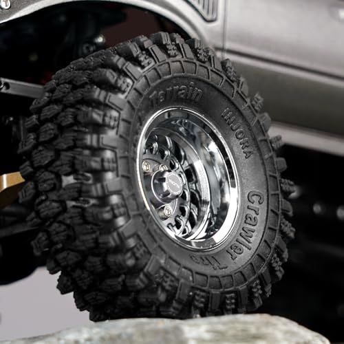 INJORA ModuWheel 1.0" Aluminum Beadlock Wheels Negative Offset -4.4mm for TRX4M SCX24 1/18 1/24 RC Crawlers(Gray) - color: Gray