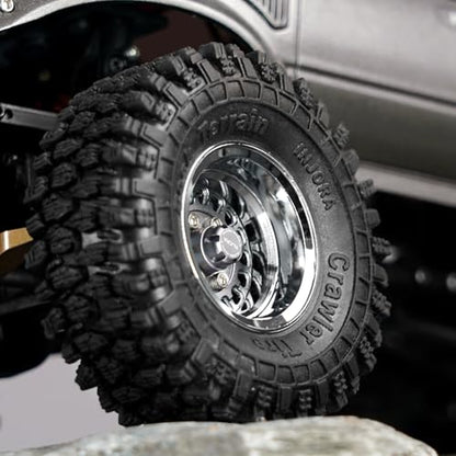 INJORA ModuWheel 1.0" Aluminum Beadlock Wheels Negative Offset -4.4mm for TRX4M SCX24 1/18 1/24 RC Crawlers(Gray) - color: Gray