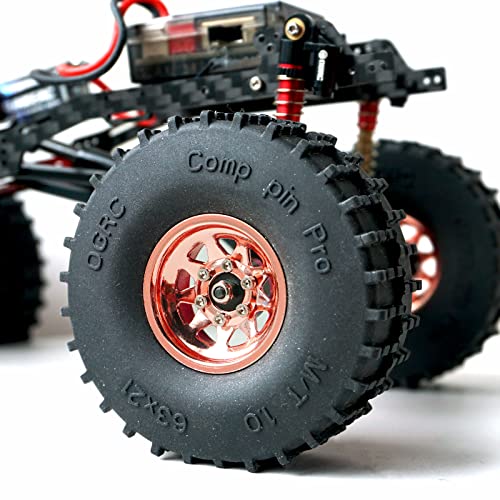 OGRC 1.0 RC Wheels with Brass Rings for 1/18 TRX4M 1/24 SCX24 (Rose Gold) | 3.78mm Negative Offset, 22g Wheel Rim for TRX4M SCX24 AX24 1/18 1/24 RC Crawler - color: Rose Gold