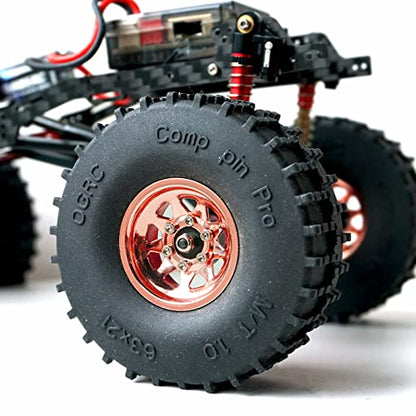 OGRC 1.0 RC Wheels with Brass Rings for 1/18 TRX4M 1/24 SCX24 (Rose Gold) | 3.78mm Negative Offset, 22g Wheel Rim for TRX4M SCX24 AX24 1/18 1/24 RC Crawler - color: Rose Gold