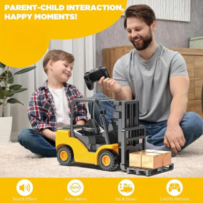 9-Channel RC Forklift, 1:18 Remote Control Forklift Toy for Kids & Adults | Kids RC Forklift with Lights & Sounds, Rubber Tires, Lift & Transport Action, 100-Min Runtime, for Kids 6+ Birthday Gifts - style: Forklift[2026 Version]