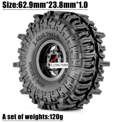 1.0 RC Wheel RC Tires for 1/18 1/24 Trx4 m Axia l SCX24,1.0" Beadlock RC Truck Tires and Wheel Highway Tires Wheel Rim,Rubber Tires Aluminium Wheel Rim,Black - color: Black(1.0tires)