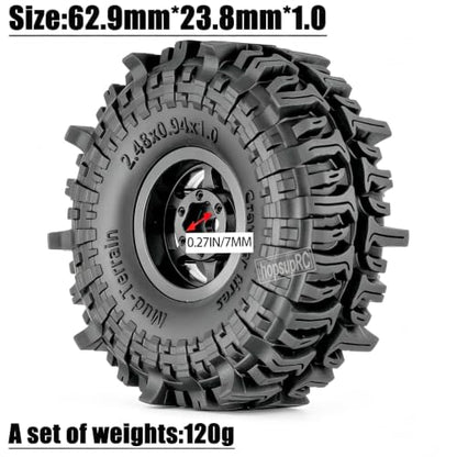 1.0 RC Wheel RC Tires for 1/18 1/24 Trx4 m Axia l SCX24,1.0" Beadlock RC Truck Tires and Wheel Highway Tires Wheel Rim,Rubber Tires Aluminium Wheel Rim,Black - color: Black(1.0tires)