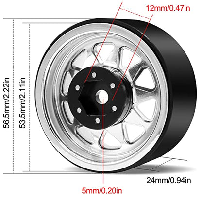 OGRC 1/10 RC Crawler Wheels 1.9" Aluminum Beadlock Wheel Rims | Offset -8.9mm Wheels, 1.9 Beadlock Wheels, for for TRX4 SCX10 Redcat GEN7 GEN8 RC4WD D90 Crawler, Silver - color: Silver