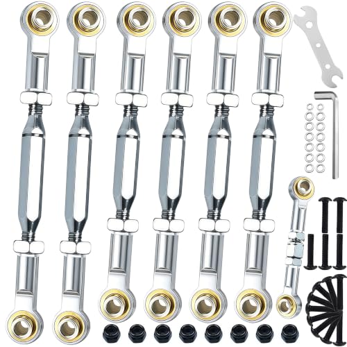 Stainless Turnbuckles Links with Rod Ends for 1/10 Traxxas Slash,Silver | Adjustable Camber Links with Spacers for Rustler 4X4/2WD, Stampede 4X4, Hoss 4X4, Bandit/VXL RC Car Hops Up Parts - color: Silver