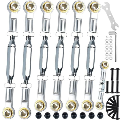 Stainless Turnbuckles Links with Rod Ends for 1/10 Traxxas Slash,Silver | Adjustable Camber Links with Spacers for Rustler 4X4/2WD, Stampede 4X4, Hoss 4X4, Bandit/VXL RC Car Hops Up Parts - color: Silver