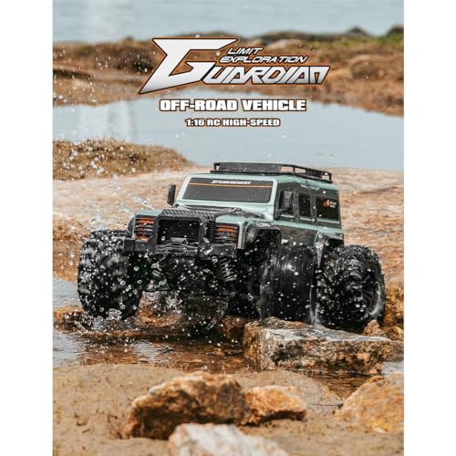 1:16 Scale RC Off-Road 4WD Truck, Full Proportional Control RTR Electric RC Truck with LED Headlights, Gear Differential, Large Tires, High-Clearance Suspension, for Hobbyists and RC Enthusiasts - color: Brown