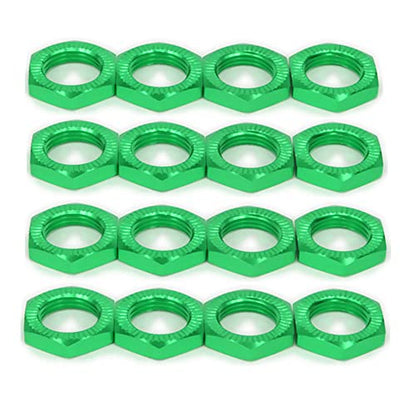 Aluminum 17mm Wheel Nut Thread 1.0mm for 1/7 1/8 RC Model Car ARRMA 6s HSP Redcat Himoto Monster Trucks Off Road Buggy Upgraded Parts 16 pcs/Set (Green) - color: Green