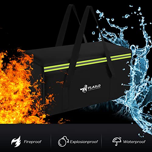 FLASLD Large Fireproof Lipo Bag for 200Ah Lithium Battery Storage and Charging, 22 x 9 x 9.5in E-bike Battery Bag Waterproof Box for Documents and Valuables - color: 22 x 9 x 9.5inch