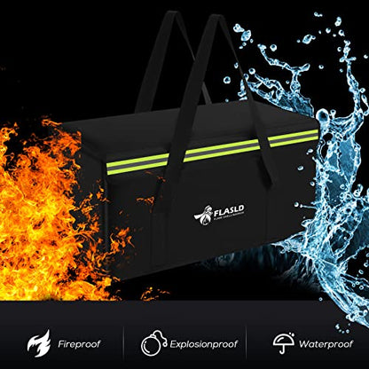 FLASLD Large Fireproof Lipo Bag for 200Ah Lithium Battery Storage and Charging, 22 x 9 x 9.5in E-bike Battery Bag Waterproof Box for Documents and Valuables - color: 22 x 9 x 9.5inch