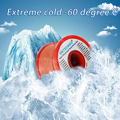 BNTECHGO 30 Gauge Silicone Wire Spool 50 ft Orange Flexible 30 AWG Stranded Tinned Copper Wire | Flexible 30 AWG Stranded Wire Silicone Rubber Insulation For RC Models, Drone, Robot, LED Lighting Systems, 3D Printer, DIY - size: 30 gauge silicone wire 50f