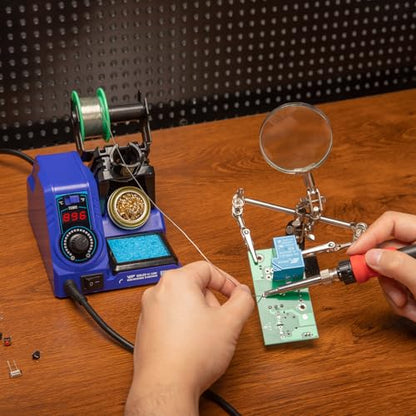 WEP 926LED V1 110W Soldering Iron Station Kit with Solder Wire, 5 Soldering Tips, Tip Cleaner, Tweezers, Desoldering Pump with Precision Temperature Control, Sleep Mode, ℉/℃