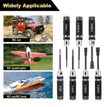 HobbyPark Mini RC Car Tools Hex Driver Set Screwdriver for TRX4M TRX4MT Axial SCX24 FCX24 FCX18 1/24 1/18 1/16 Scale Crawler Truck Buggy Rally (7-Pack)