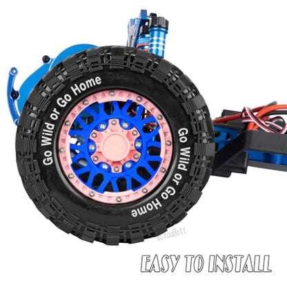 RC Truck Tires Wheel for 1/10 Big Rock Granite Vortek 3s / Stampede Rustler RC Car,4-Pack RC Wheels Tires Plastic Wheels w/12mm/14mm/17mm Replaceable Hex,Blue-Pink - color: Blue-pink- (Rc Tires Wheel)
