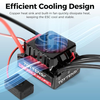 50A Waterproof Brushless ESC, 2-3S LiPo Sensorless Speed Controller for 1/10 RC Car, Truck, Buggy, Truggy, Pre-soldered XT60 & 4.0mm Bullet Connectors, 32-bit MCU - T10 Series - style: 1/10 50A 2-3S XT60