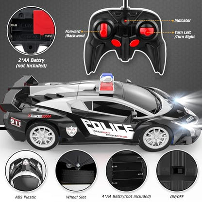 Growsland Remote Control Car Rc Cars for Boys 4-7 8-12, Kids Car Toys for Boys with Cool Flashing Light, Vehicle Hobby Race Cars Toys for Boy Girls Ages 4-6 5-7 6-8 8-12 Birthday Gift - color: Black