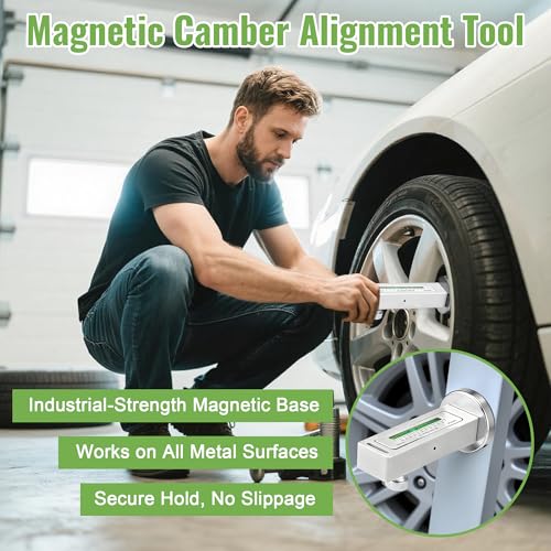 HooLing 2 Pack Adjustable Magnetic Camber Alignment Tool | Universal Camber Caster Gauge, Caster Pillar & Wheel Alignment Tool with Magnetic Base for Car Truck SUV RV Auto Tire Repair