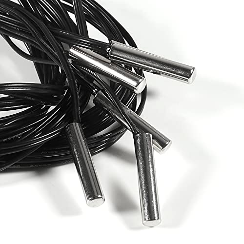 6pcs 10K Temperature Sensor Probe 1M NTC3950 Thermistor Stainless Steel Temp Sensor Probe Digital Temperature Transmitter Extension Cable