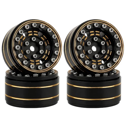 1.0 Brass Beadlock Wheel Rims 4PCS Wheels for All 1/24 Scale FCX24 Axial SCX24 Deadbolt C10 Gladiator 1/18 TRX4M RC Crawler Car Upgrades Parts (Pattern D)