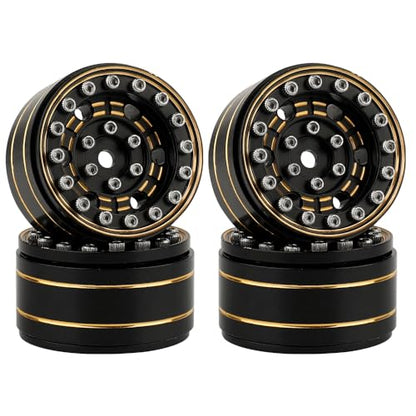 1.0 Brass Beadlock Wheel Rims 4PCS Wheels for All 1/24 Scale FCX24 Axial SCX24 Deadbolt C10 Gladiator 1/18 TRX4M RC Crawler Car Upgrades Parts (Pattern D)